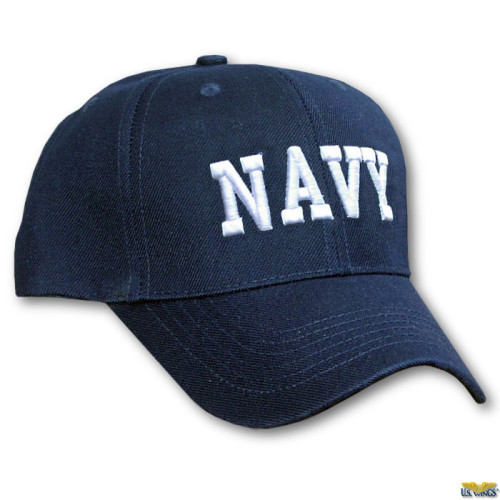 Navy Cap with Raised Lettering