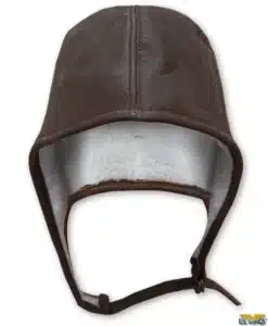 Snoopy Leather Flying Cap With Fur Lining - Brown