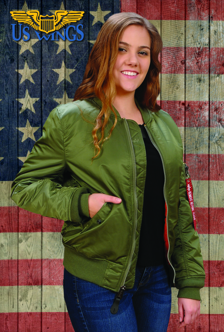 Women's MA1 Flight Jacket (Green) US Wings