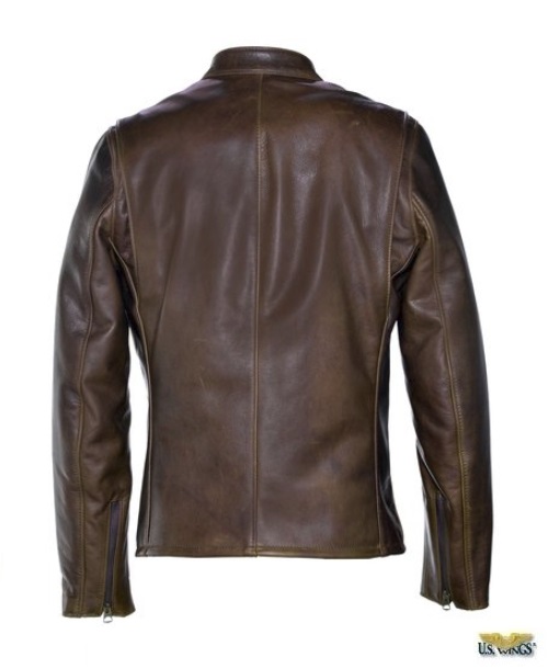 Schott NYC Waxed Natural Pebbled Cowhide Café Leather Jacket (530)