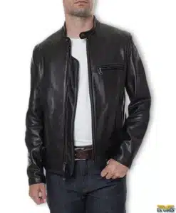 Schott® Waxed Natural Pebbled Cowhide Cafe Leather Jacket