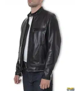 Schott® Waxed Natural Pebbled Cowhide Cafe Leather Jacket