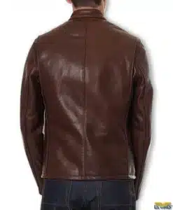 Schott® Waxed Natural Pebbled Cowhide Cafe Leather Jacket