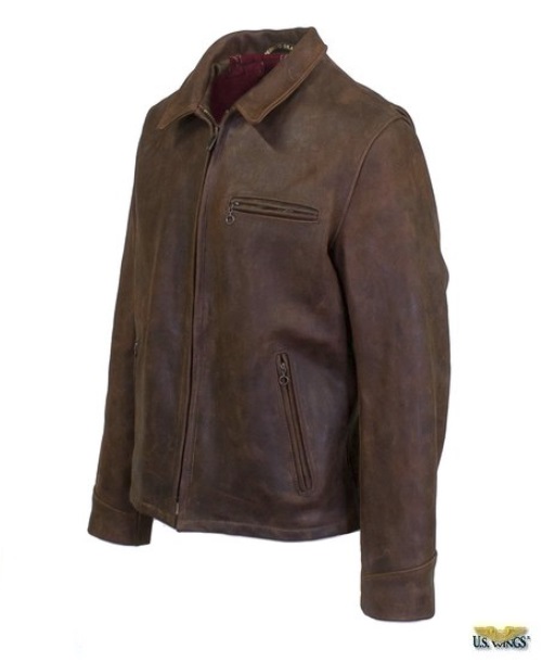 Schott® Heavyweight Oiled Nubuck Leather Biker Jacket - US Wings