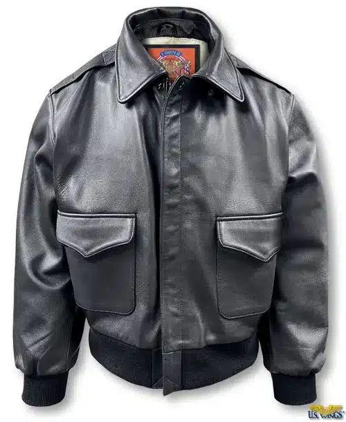 Cooper Original™ Escape Map A-2 Bomber Black Leather Jacket - US Wings