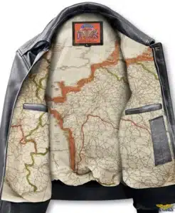 EMBGA2 - Cooper Original™ Escape Map A-2 Bomber Black Leather Jacket